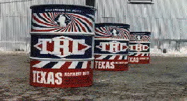 TRC  red white and blue famous  Texas Refinery  barrols